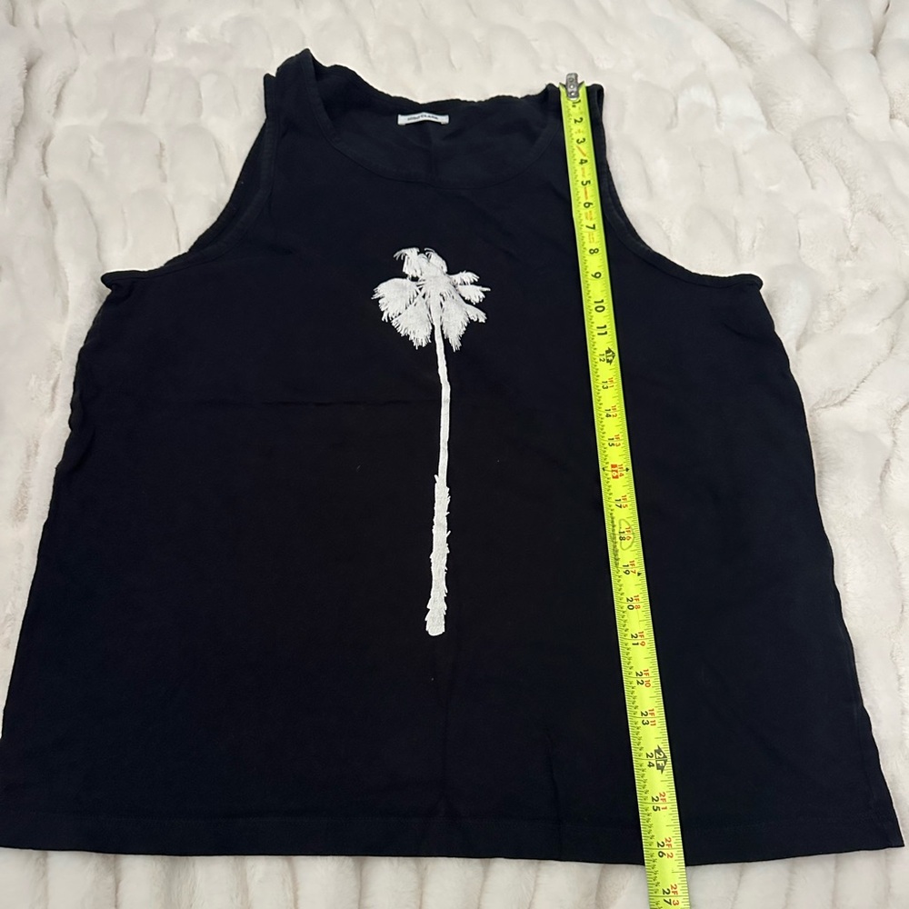 Elegant Black Tank Top with Palm Tree Motif
